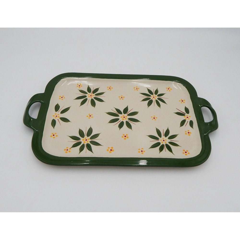 Temp-Tations By Tara Old World Green Rectangle 16 Inch Handled Platter